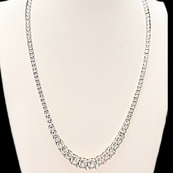Elegant Diamondette Tennis Necklace, Graduated 16" - Picture 4 of 7